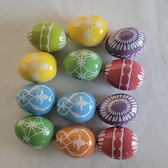 12 Ceramic Colorful Decrotive Lightweight Eggs Easter - Picture 1 of 12